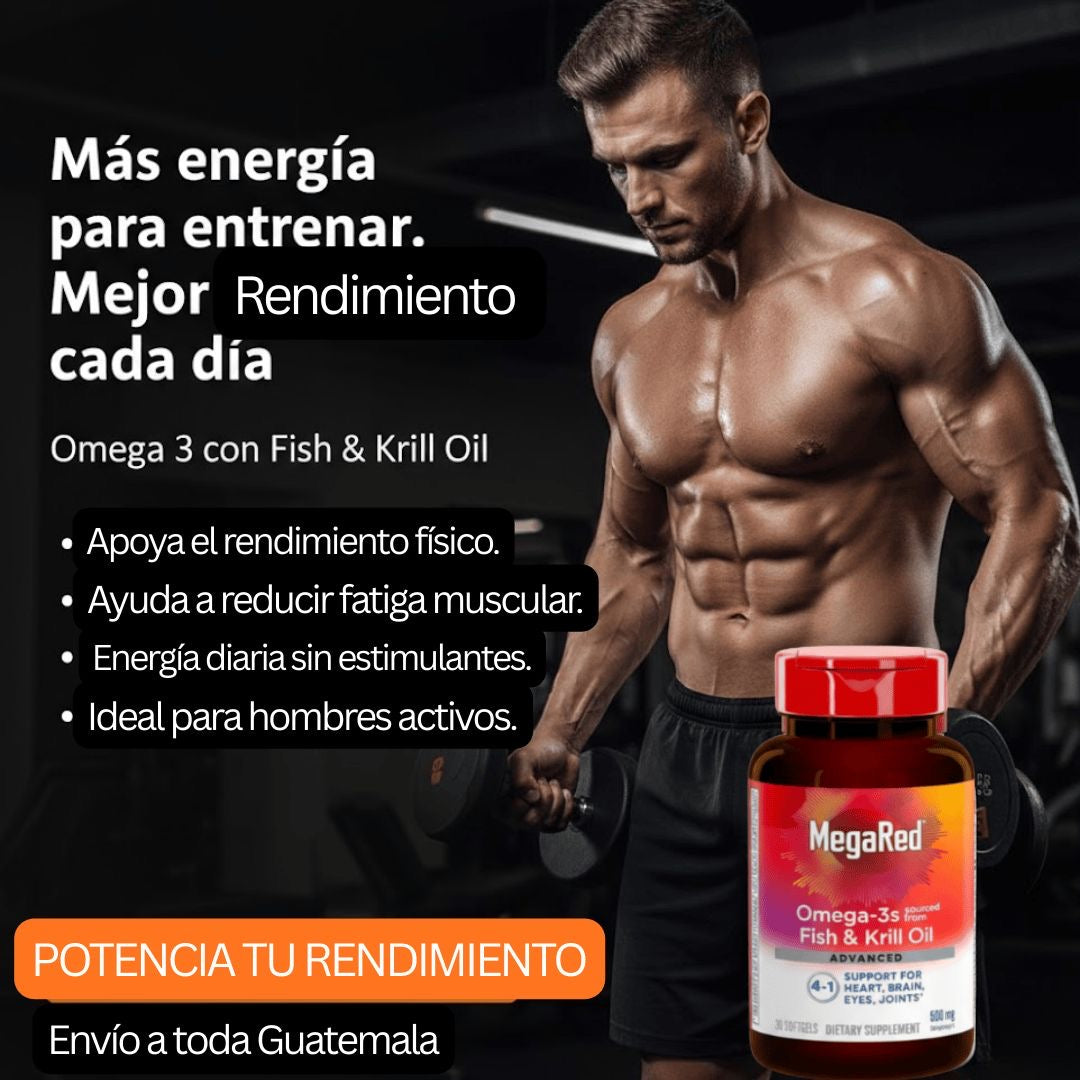 MEGA RED OMEGA 3 – RENDIMIENTO, FUERZA Y RECUPERACIÓN PARA HOMBRES – ENVÍO GRATIS 🇬🇹