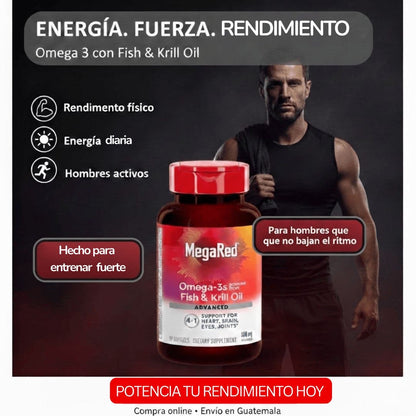 MEGA RED OMEGA 3 – RENDIMIENTO, FUERZA Y RECUPERACIÓN PARA HOMBRES – ENVÍO GRATIS 🇬🇹