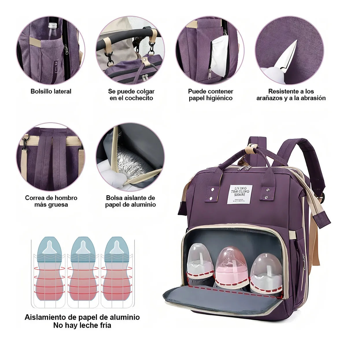 MOCHILA PAÑALERA 3 EN 1 CON CUNA PLEGABLE – MULTIFUNCIÓN, ELEGANTE Y PRÁCTICA – ENVÍO GRATIS 🇬🇹