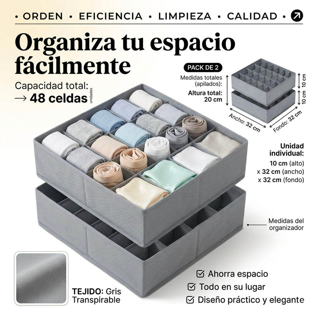 ORGANIZADOR DE ROPA INTERIOR Y CALCETINES (24 CELDAS) | ENVÍO GRATIS 🇬🇹