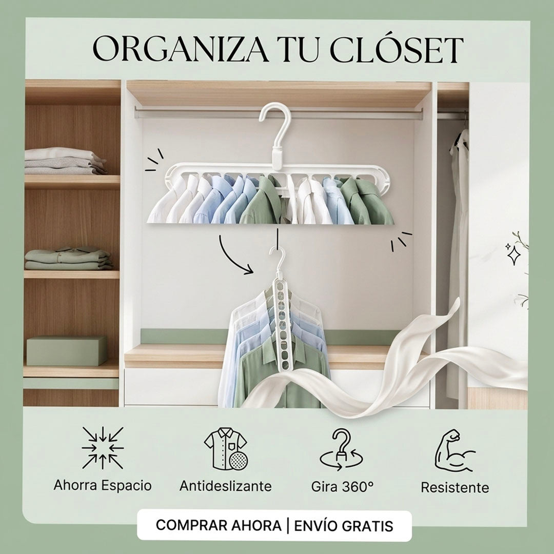 ORGANIZADOR DE GANCHOS PARA ROPA (SET DE 6 UNIDADES) - ENVÍO GRATIS 🇬🇹