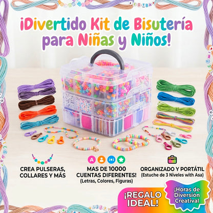 KIT COMPLETO DE BISUTERÍA 5200 PIEZAS | ESTUCHE 3 NIVELES | ENVÍO GRATIS 🇬🇹