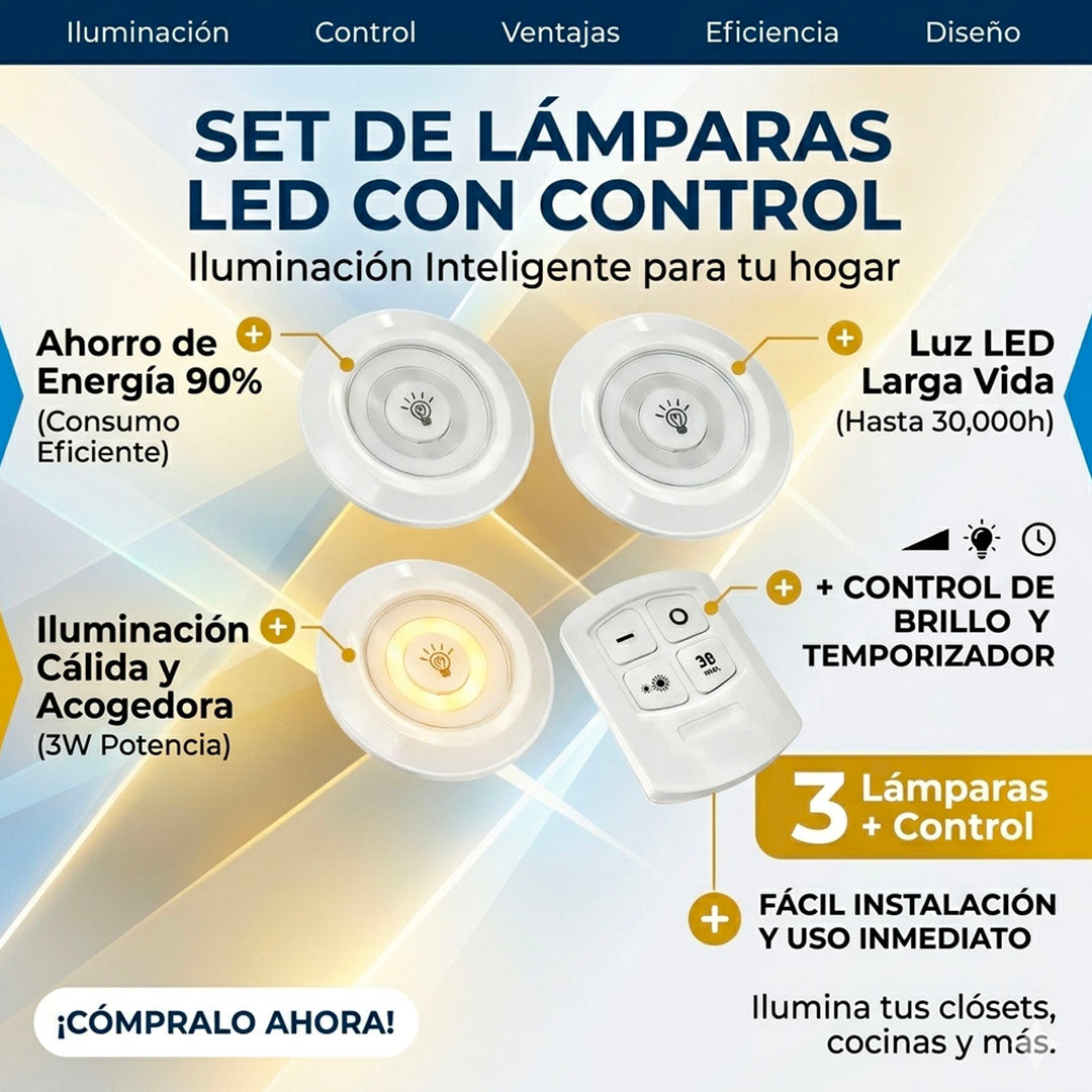 LÁMPARA LED PREMIUM CON CONTROL REMOTO – COMPRA 1 Y LLÉVATE 3 + ENVÍO GRATIS! 🚚
