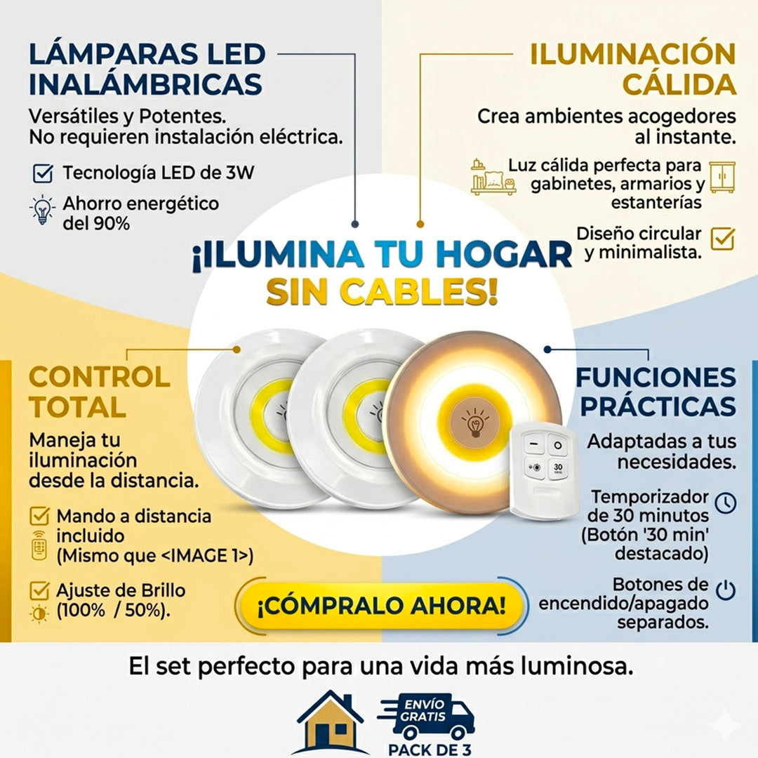 LÁMPARA LED PREMIUM CON CONTROL REMOTO – COMPRA 1 Y LLÉVATE 3 + ENVÍO GRATIS! 🚚
