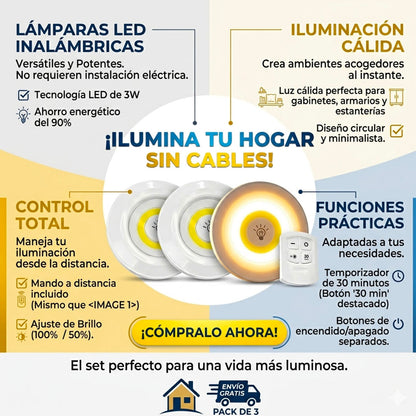 LÁMPARA LED PREMIUM CON CONTROL REMOTO – COMPRA 1 Y LLÉVATE 3 + ENVÍO GRATIS! 🚚