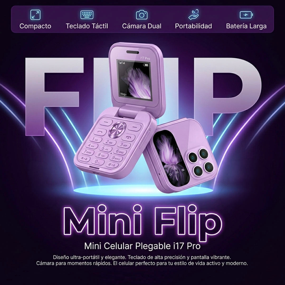 MINI CELULAR PLEGABLE TIPO FLIP – ULTRA COMPACTO Y FÁCIL DE USAR | ENVÍO GRATIS 🇬🇹