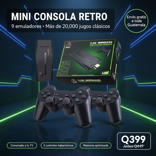 MINI CONSOLA RETRO - 9 EMULADORES - MÁS DE 20,000 JUEGOS CLÁSICOS - ENVÍO GRATIS   🇬🇹