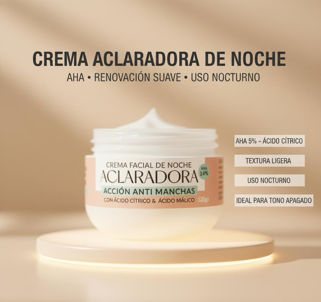 CREMA ACLARADORA UMA BEAUTY CON AHA 5% – ACCIÓN ANTIMANCHAS Y RENOVACIÓN NOCTURNA – ENVÍO GRATIS 🇬🇹