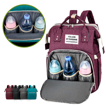 MOCHILA PAÑALERA 3 EN 1 CON CUNA PLEGABLE – MULTIFUNCIÓN, ELEGANTE Y PRÁCTICA – ENVÍO GRATIS 🇬🇹