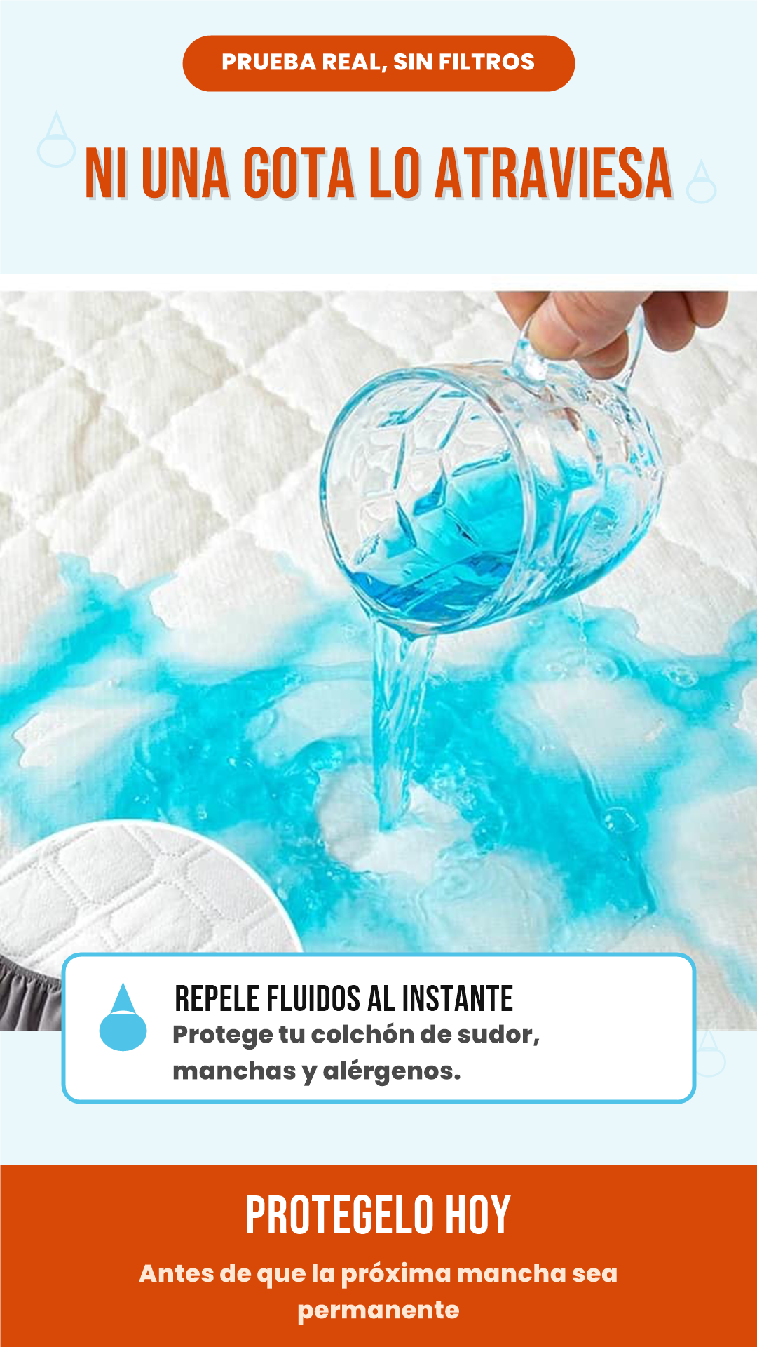PROTECTOR ANTIFLUIDOS PARA COLCHÓN – ANTIALÉRGICO, FÁCIL DE LAVAR